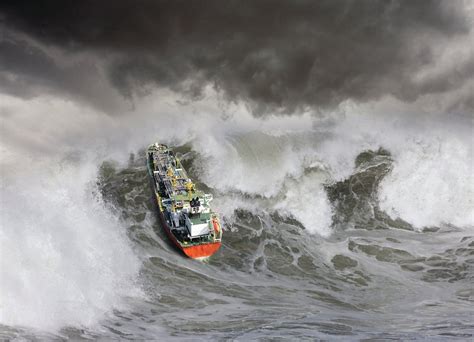 ship hit by wave